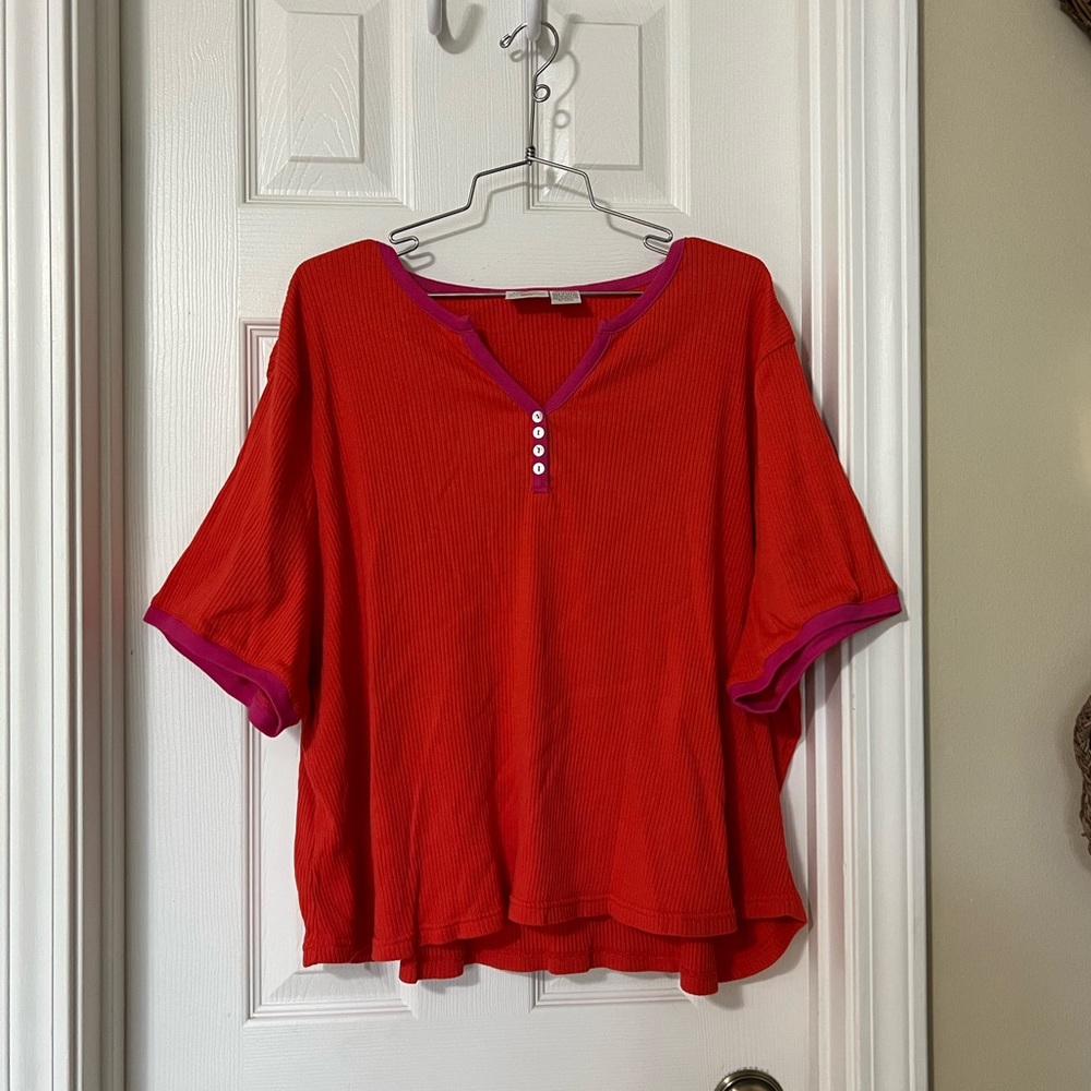 red orange casual wide top